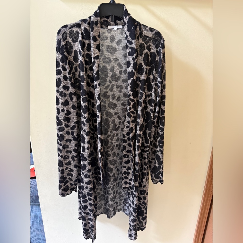 Maurices Black and Gray Animal Print Cardigan